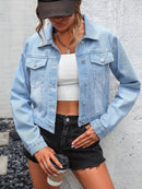 Jaqueta Jeans feminina Manga Comprida