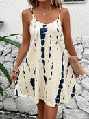 Vestido casual feminino com estampa tie-dye