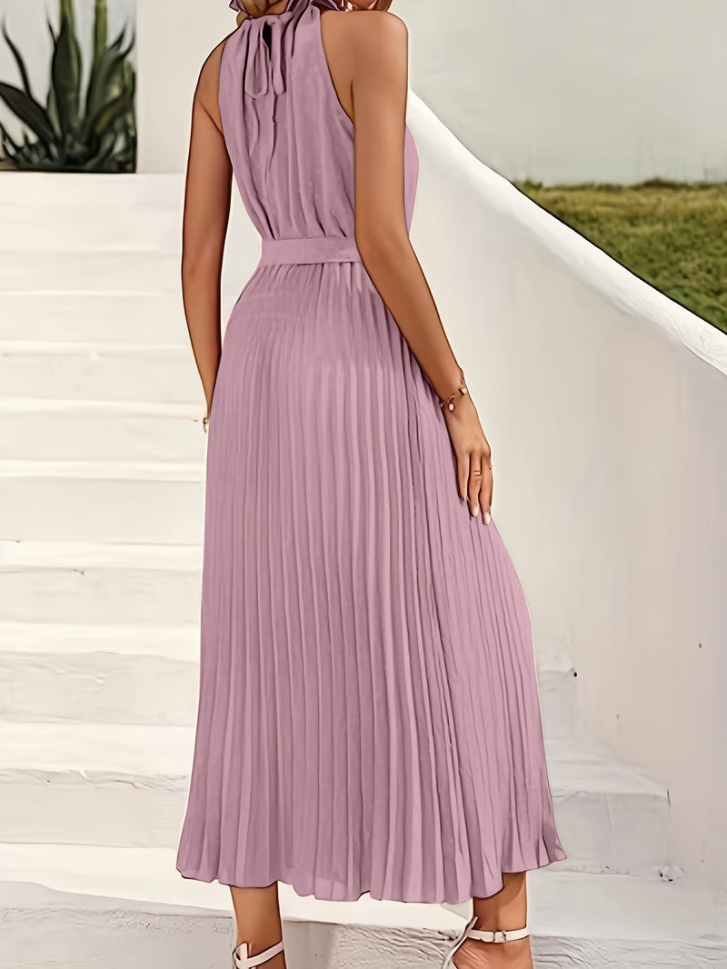 Vestido feminino longo plissado