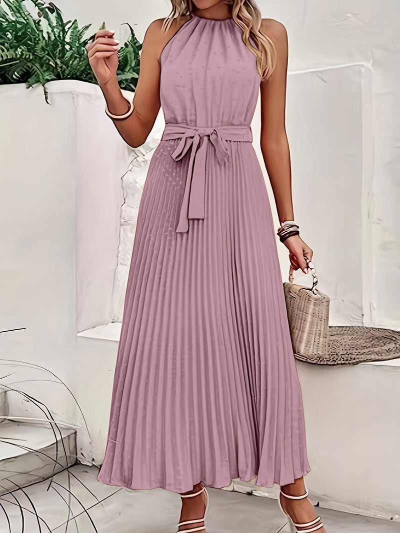 Vestido feminino longo plissado