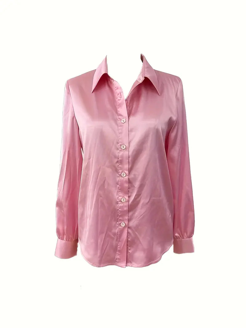 Camisa de Cetim Elegante feminina