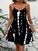 Vestido casual feminino com estampa tie-dye