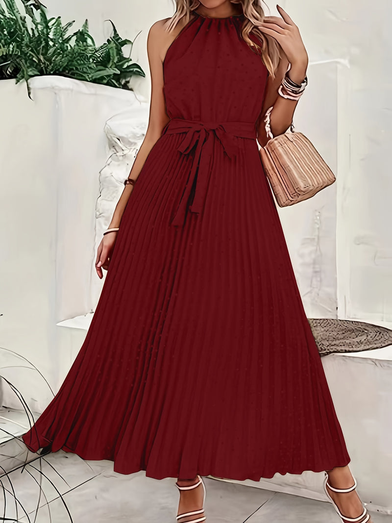 Vestido feminino longo plissado