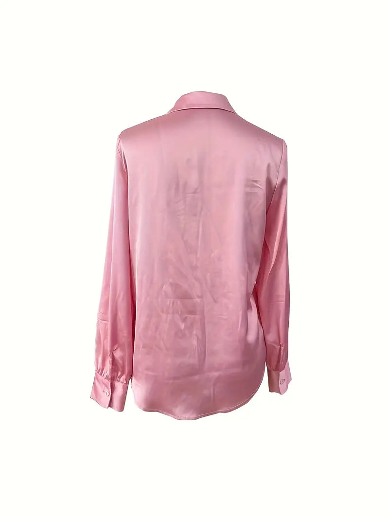 Camisa de Cetim Elegante feminina