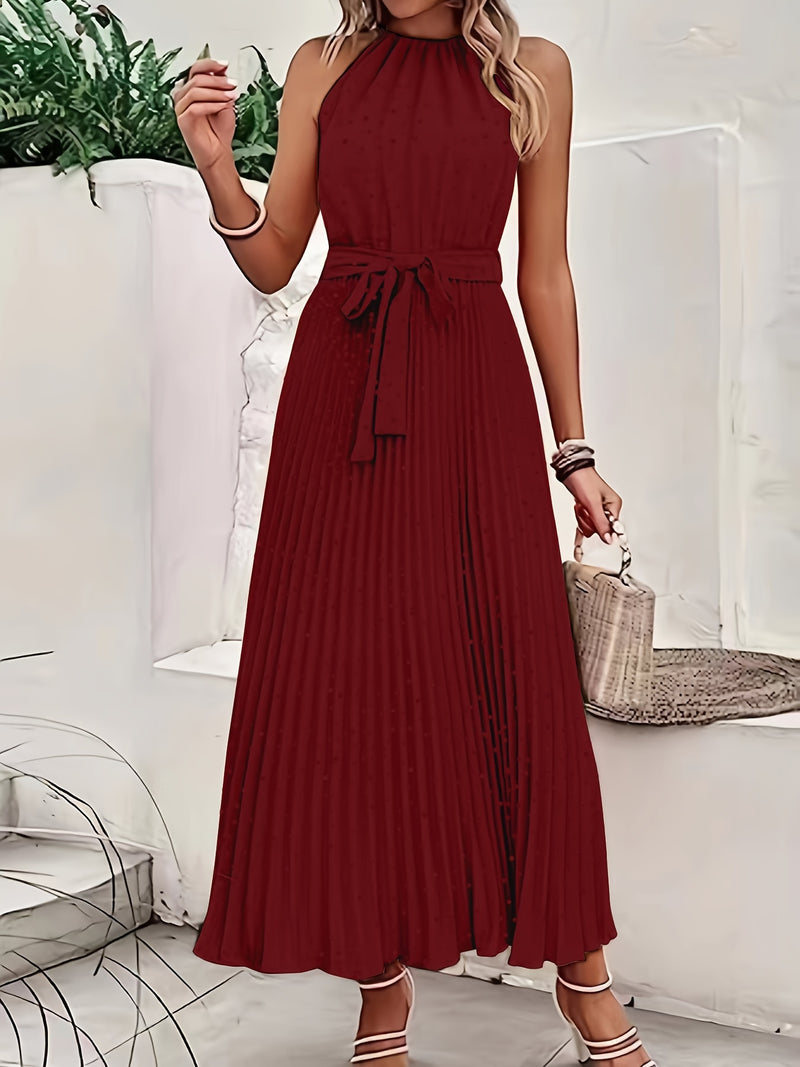 Vestido feminino longo plissado