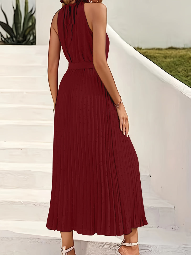 Vestido feminino longo plissado