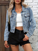 Jaqueta Jeans feminina Manga Comprida