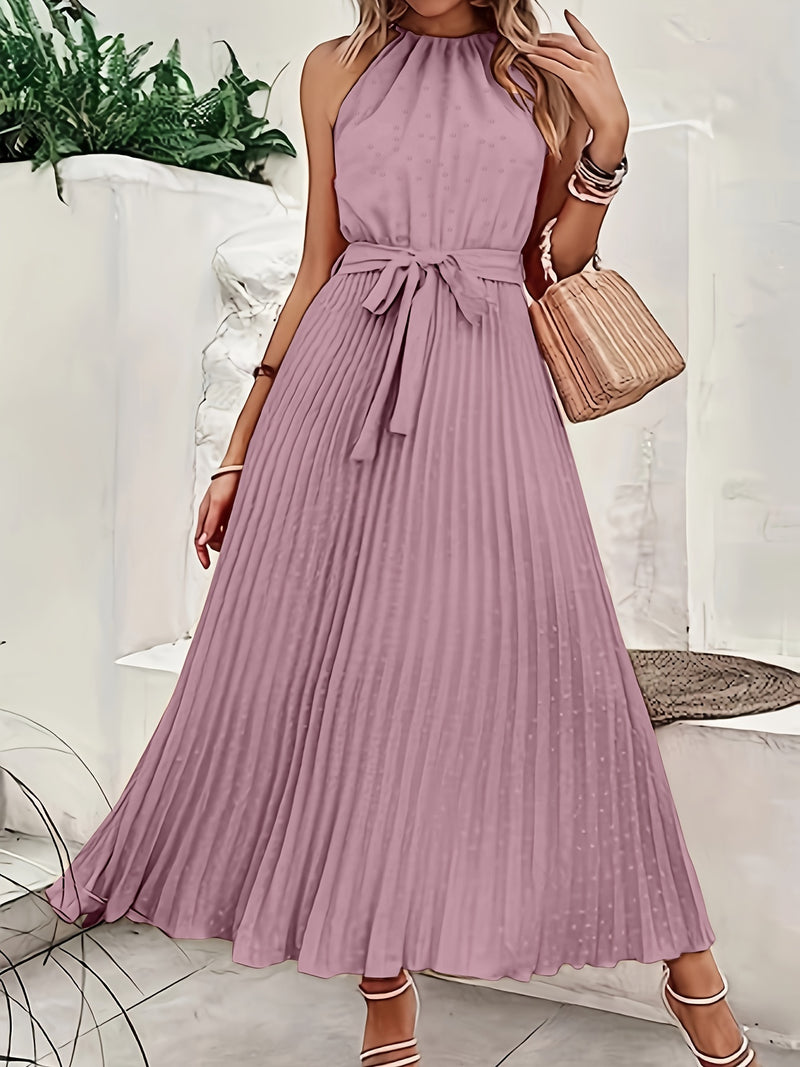 Vestido feminino longo plissado