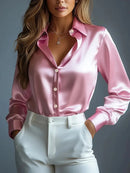 Camisa de Cetim Elegante feminina