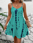 Vestido casual feminino com estampa tie-dye