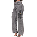 Calça Jeans Cargo Grafite feminina