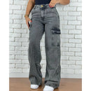 Calça Jeans Cargo Grafite feminina