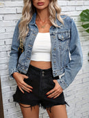 Jaqueta Jeans feminina Manga Comprida