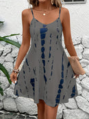 Vestido casual feminino com estampa tie-dye