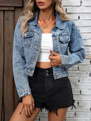 Jaqueta Jeans feminina Manga Comprida