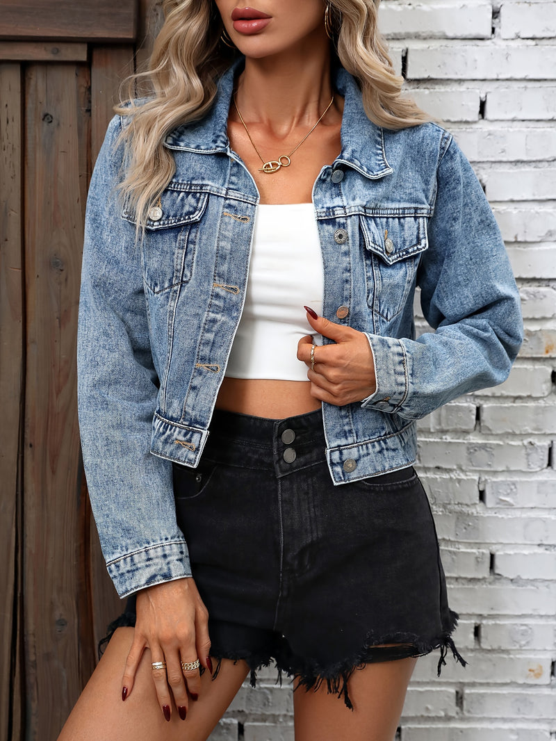 Jaqueta Jeans feminina Manga Comprida